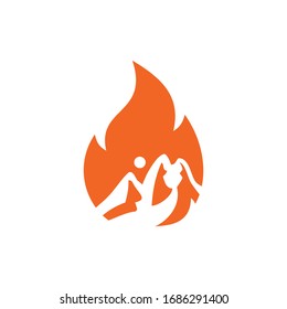 Mountain Fire Logo Design Vector 