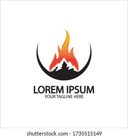 Mountain fire logo vector, mountain vector, fire vector, simple mountain logo design, fire simple design