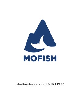 mountain and fish logo design "MOFISH"