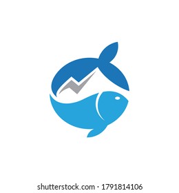 mountain fish, simple flat logo template