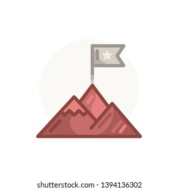 Mountain Flag  Filled Color Vector Icon