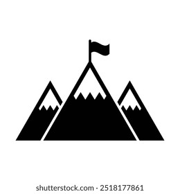 Mountain flag goal achievement mission ambition icon