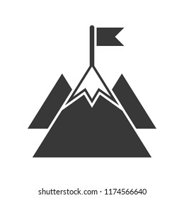 mountain and flag, goal for successful concept icon