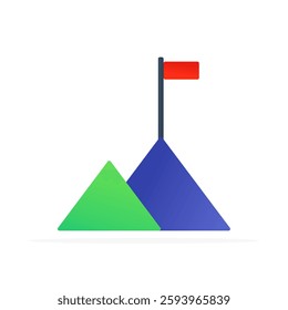mountain and flag icon, colored flat vector. modern and minimalist design