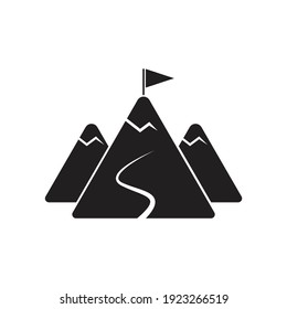 Montaña con diseño de iconos de bandera. aislado de fondo blanco. 