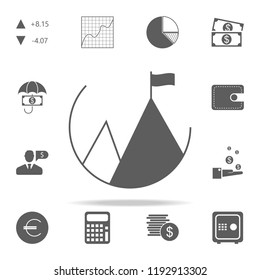 mountain with flag icon. Finance icons universal set for web and mobile
