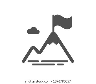 Mountain flag icon. Goal challenge sign. Leadership symbol. Quality design element. Flat style mountain flag icon. Editable stroke. Vector