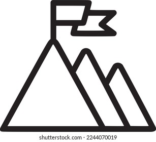 Mountain flag icon, motivation illustration, EPS