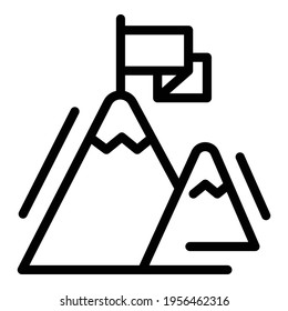 Icono de bandera de montaña. Icono de vector de marca de montaña de contorno para diseño web aislado en fondo blanco