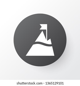 Mountain with flag icon symbol. Premium quality isolated peak element in trendy style.