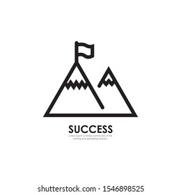 Mountain with flag icon template. vector illustration