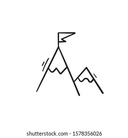 Mountain Flag Illustration With Hand Drawn Doodle Style Vector