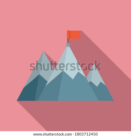 Mountain flag mission icon. Flat illustration of mountain flag mission vector icon for web design