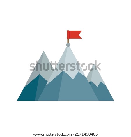 Mountain flag mission icon. Flat illustration of mountain flag mission vector icon isolated on white background