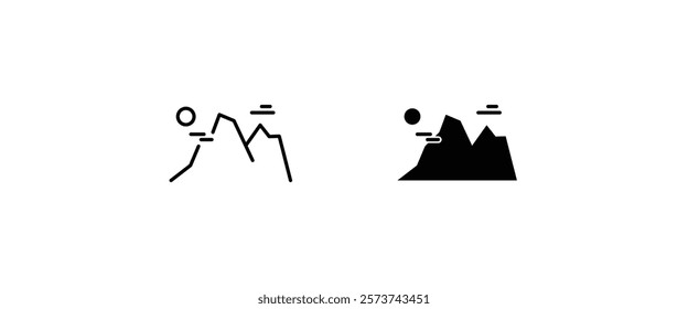 Mountain with flag on a peak Top of mountain with flag icon vector, filled Success, aim achievement, leadership, Mission, Mount, Climbing, conquered, way up, high in, Hiking, Target, Get on top design