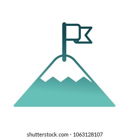 mountain with flag on top