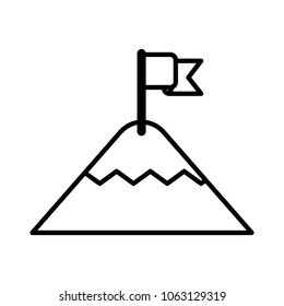 mountain with flag on top