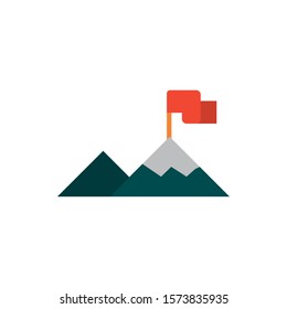 mountain with flag progress business strategy icon vector illustration