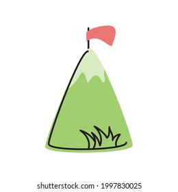 mountain with flag success doodle