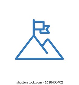 Mountain flag success vector icon