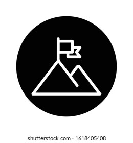 Mountain flag success vector icon