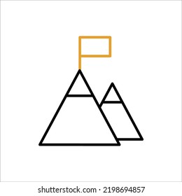Mountain with flag Symbol Icon Vector Design Illustration