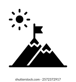Mountain with a flag, symbolizing goal setting and achievement