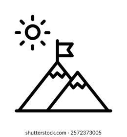 Mountain with a flag, symbolizing goal setting and achievement