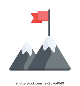 Montanha com bandeira, simbolizando a definição de metas e a realização