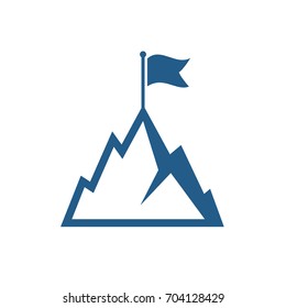 Mountain With Flag Vector Icon Illustration Isolated On White Background