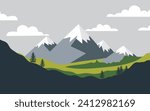 Mountain flat clipart adventure landscape natural vector illustration background