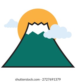Ilustración de icono de dibujos animados de diseño plano de montaña