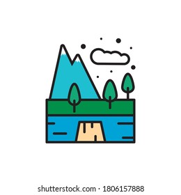 Mountain Flat Icon, Flat Design, Mountain Icon Vector 