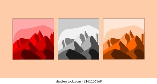Diseño De Ilustración Plana De Montaña Con 3 Colores Diferentes