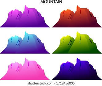 Mountain Flat vector illustration and Icon With Gradient Color