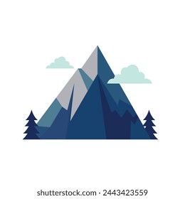 Mountain flat vector illustration, natural landscape in geometric style