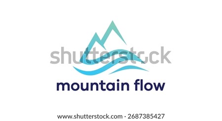 Mountain flow Logo, Ocean Wave, Nature Adventure Symbol