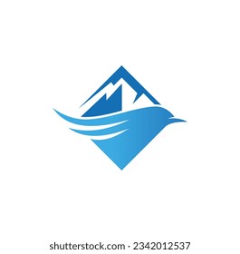 Mountain fly bird logo vector image