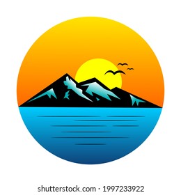 Mountain Fly Bird Sunset Logo Vector Stock Vector (Royalty Free ...