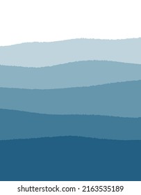 Mountain in fog, Chinese brush painting, vector illustration