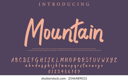 Mountain Font Stylish brush painted an uppercase vector letters, alphabet, typeface