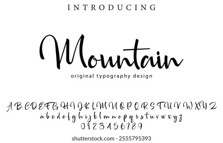 Mountain Font Stylish brush painted an uppercase vector letters, alphabet, typeface