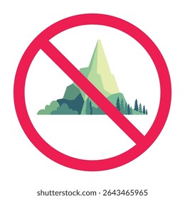 Mountain forbidden sign, restricted mountain area, mountain forbidden symbol, no hiking zone, mountain climbing not allowed