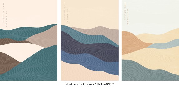 Mountain forest background with Abstract landscape template vector. Line pattern with curve banner.