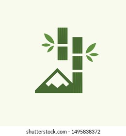 Mountain Forest Bamboo Naturally Vector Logo