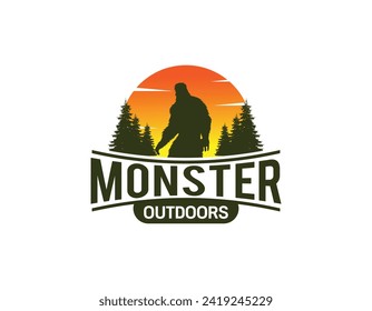 Mountain Forest Bigfoot Logo Design Template