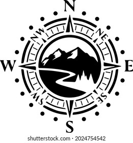 Mountain Forest Compass, Mountain , Forest , Compass svg, Adventure , Nature EPS Vector svg