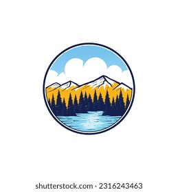Mountain and forest design on white background. Design for web and print. Vector eps 10