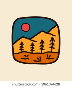 mountain and forest design for t-shirt Design, tee design ,patch emblem badge design