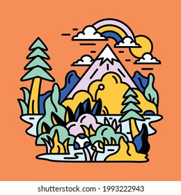 Mountain forest graphic illustration vector art t-shirt design